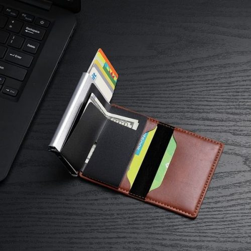 Automatic Pop-Up Anti-Theft Rfid Slim Credit Card Holder And Aluminum Metal Box Men's Multi-Card Slot - Image 9