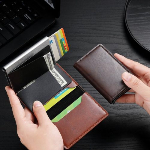 Automatic Pop-Up Anti-Theft Rfid Slim Credit Card Holder And Aluminum Metal Box Men's Multi-Card Slot - Image 10