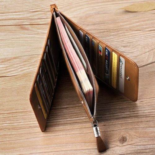 Men's and Women's Long Double Zipper Multi-function Card Holder - Image 5