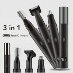 3 in 1 Premium Metal Nose Hair Trimmer Painless Clipper Nose Ears Eyebrow Beard Hair Shaver LED Display Portable Trimmer For Men And Women