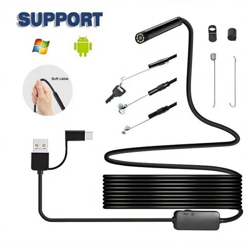 7 mm Sewer Industrial Endoscope Piping Endoscopy Type C Flexible Snake Mini Camera 3 In 1 Automotive Borescope For Smart Phone - Image 6