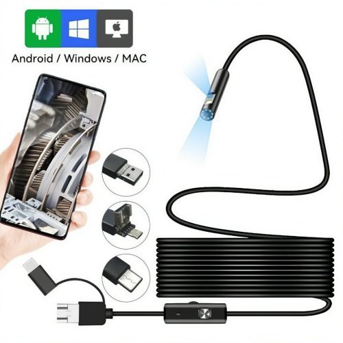 7 mm Sewer Industrial Endoscope Piping Endoscopy Type C Flexible Snake Mini Camera 3 In 1 Automotive Borescope For Smart Phone - Image 10
