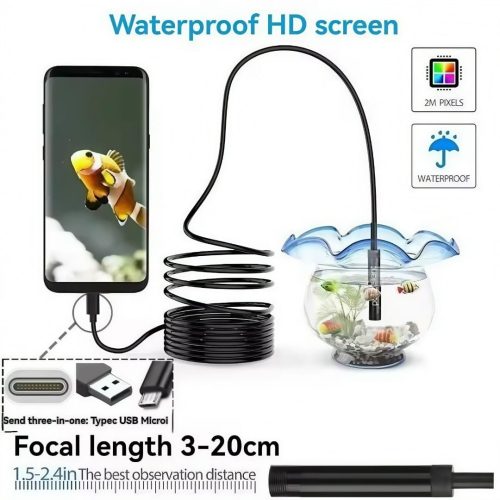 7 mm Sewer Industrial Endoscope Piping Endoscopy Type C Flexible Snake Mini Camera 3 In 1 Automotive Borescope For Smart Phone - Image 2