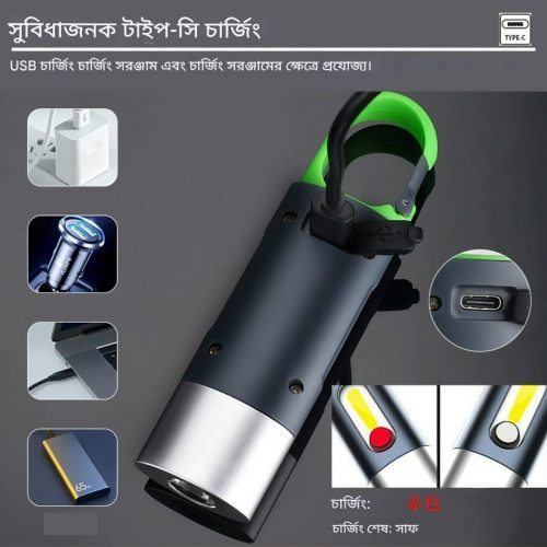 Multifunctional Keychain Waterproof Type-C LED Flashlight - Image 3