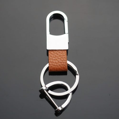 Metal Leather Key Chain Ring Keyfob Car Keyring Keychain - Image 2