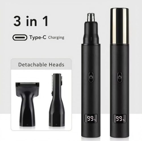 3 in 1 Premium Metal Nose Hair Trimmer Painless Clipper Nose Ears Eyebrow Beard Hair Shaver LED Display Portable Trimmer For Men And Women - Image 6