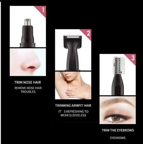 3 in 1 Premium Metal Nose Hair Trimmer Painless Clipper Nose Ears Eyebrow Beard Hair Shaver LED Display Portable Trimmer For Men And Women - Image 4