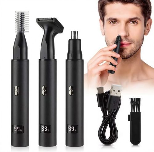 3 in 1 Premium Metal Nose Hair Trimmer Painless Clipper Nose Ears Eyebrow Beard Hair Shaver LED Display Portable Trimmer For Men And Women - Image 2