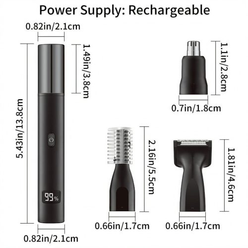 3 in 1 Premium Metal Nose Hair Trimmer Painless Clipper Nose Ears Eyebrow Beard Hair Shaver LED Display Portable Trimmer For Men And Women - Image 9