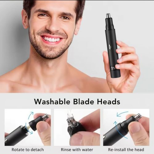 3 in 1 Premium Metal Nose Hair Trimmer Painless Clipper Nose Ears Eyebrow Beard Hair Shaver LED Display Portable Trimmer For Men And Women - Image 3