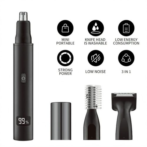 3 in 1 Premium Metal Nose Hair Trimmer Painless Clipper Nose Ears Eyebrow Beard Hair Shaver LED Display Portable Trimmer For Men And Women - Image 11