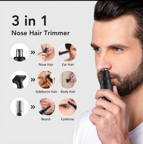 3 in 1 Premium Metal Nose Hair Trimmer Painless Clipper Nose Ears Eyebrow Beard Hair Shaver LED Display Portable Trimmer For Men And Women - Image 12