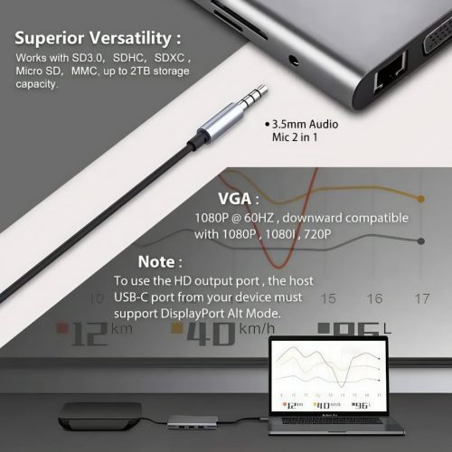 12-in-1 USB Type-C Hub 3.0 Dock Spliter Multiport Adapter 4K HDMI RJ45 SD/TF VGA HDMI PD for Mobile,Laptop MacBook,iPad - Image 9