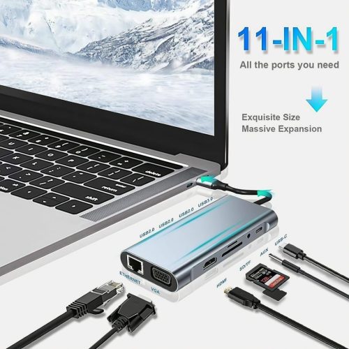 12-in-1 USB Type-C Hub 3.0 Dock Spliter Multiport Adapter 4K HDMI RJ45 SD/TF VGA HDMI PD for Mobile,Laptop MacBook,iPad - Image 6