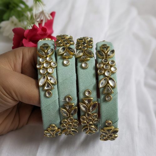 Festval Bracelet With Kundan Work In Geometric Design - Image 2