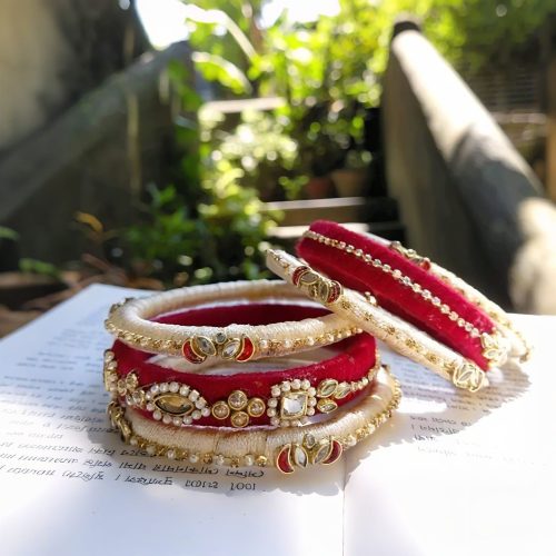 Festval Bracelet With Kundan Work In Geometric Design - Image 3