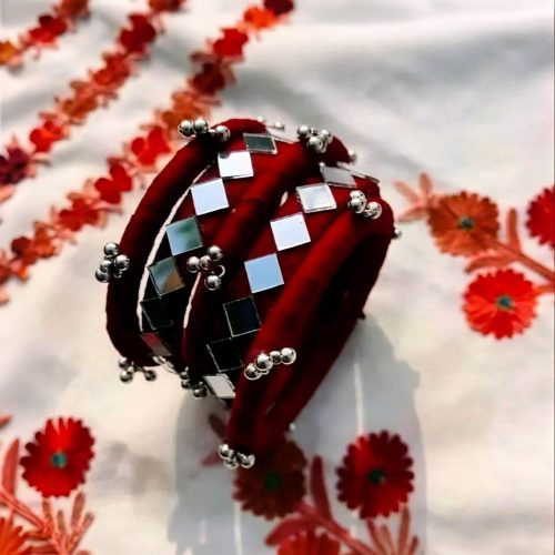 Geometric Kundan Meena Bangle Set - Image 4