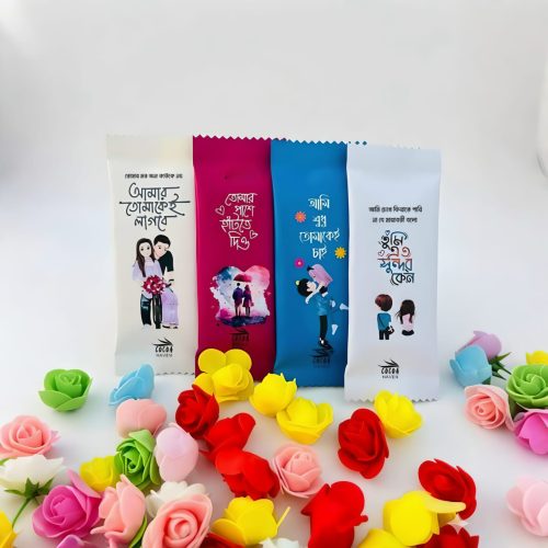 4Pcs Chocolate Package With Artificial Flower & Note - Image 3