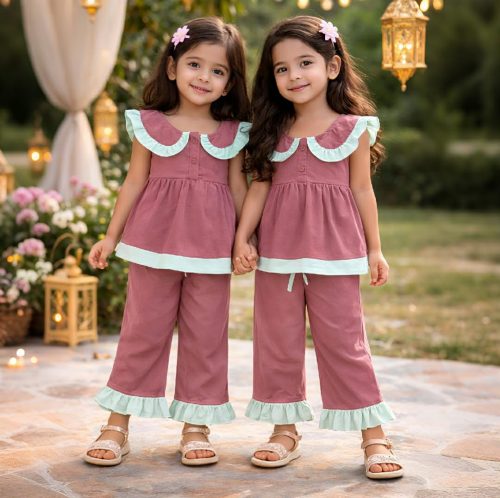 Girls Ruffle Collar Co-ord Set