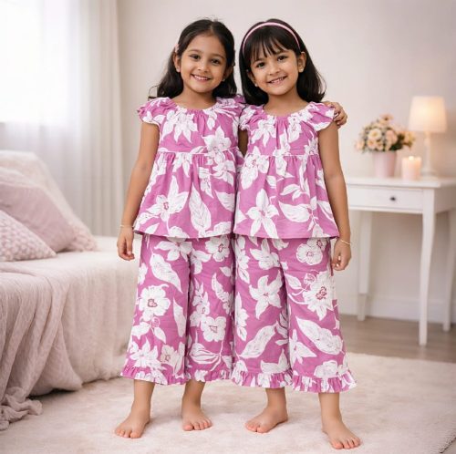 Girls Floral Printed Co-ord Set - Image 4