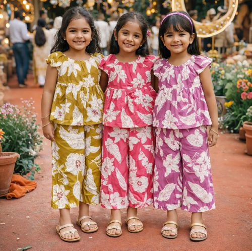Girls Floral Printed Co-ord Set
