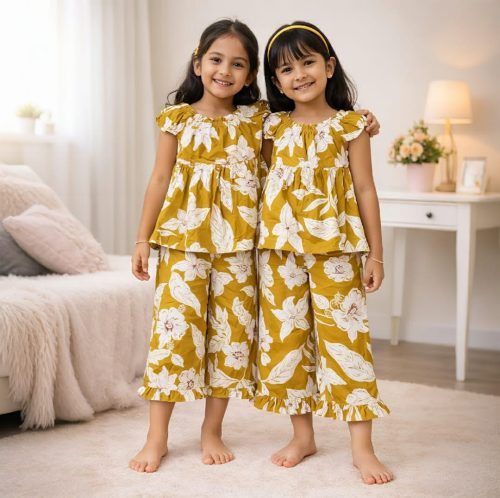 Girls Floral Printed Co-ord Set - Image 3