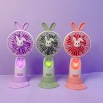 LED Cartoon High Quality Handheld Portable Fan With Mobile Stand