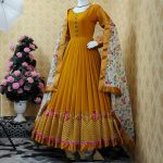 Semi Stitched Georgette Embroidered Party Dress