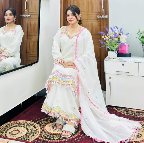 Garara Dress Collection Kamiz Cotton Sequence Embroidery Work
