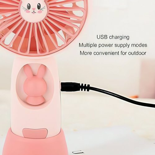 LED Cartoon High Quality Handheld Portable Fan With Mobile Stand - Image 6