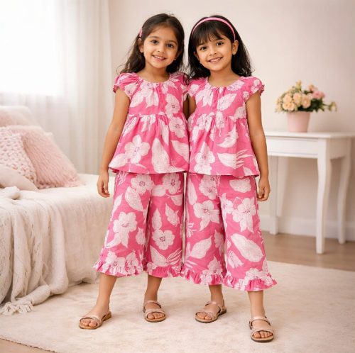 Girls Floral Printed Co-ord Set - Image 2