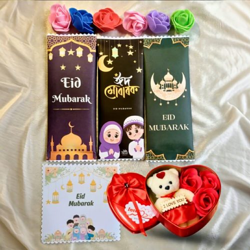 Eid Special Combo Gift Box With Eid Wish Card & Teddy Bear - Image 3