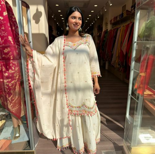Garara Dress Collection Kamiz Cotton Sequence Embroidery Work - Image 5