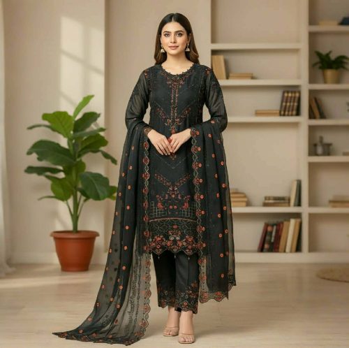 Premium Three-Piece Collection Star Georgette — Embroidery & Sequin Work - Image 3