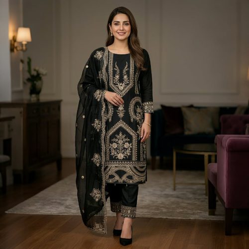 Premium Three-Piece Collection Star Georgette — Embroidery & Sequin Work - Image 3