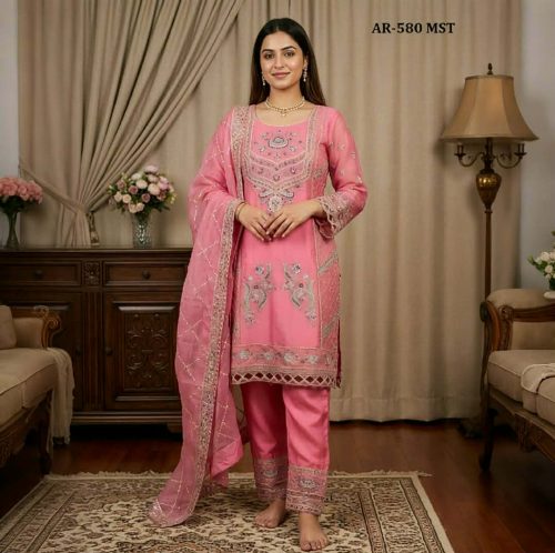 Premium Three-Piece Collection Star Georgette — Embroidery & Sequin Work - Image 3