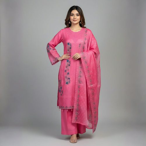 Premium Three-Piece Collection Star Georgette — Embroidery & Sequin Work