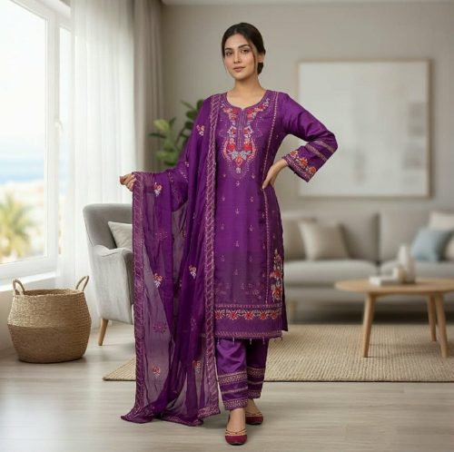 Premium Three-Piece Collection Star Georgette — Embroidery & Sequin Work - Image 5