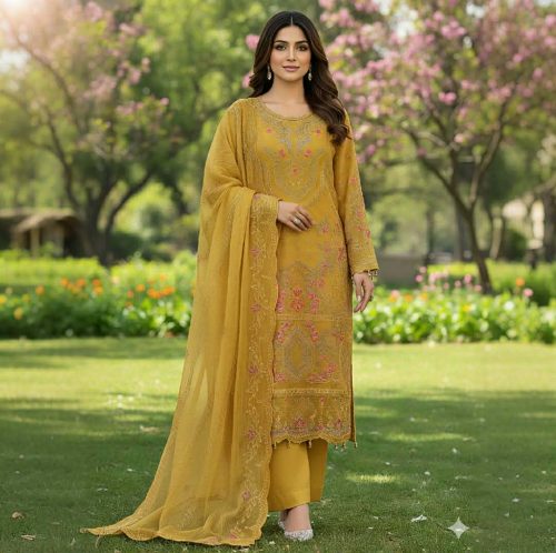 Premium Three-Piece Collection Star Georgette — Embroidery & Sequin Work - Image 2