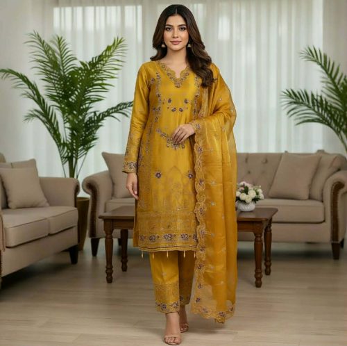 Premium Three-Piece Collection Star Georgette — Embroidery & Sequin Work - Image 4