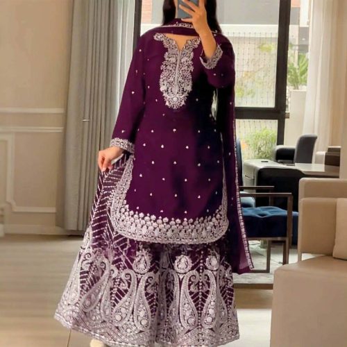 Premium Three-Piece Collection Star Georgette — Embroidery & Sequin Work - Image 4