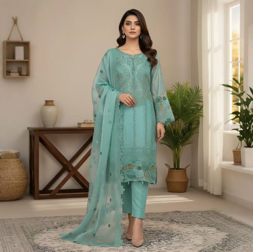 Premium Three-Piece Collection Star Georgette — Embroidery & Sequin Work - Image 5