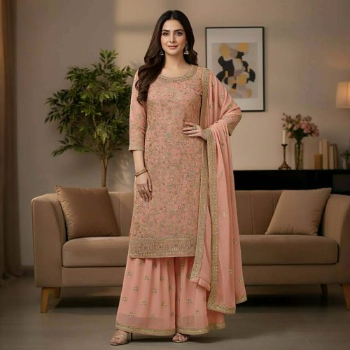 Premium Three-Piece Collection Star Georgette — Embroidery & Sequin Work