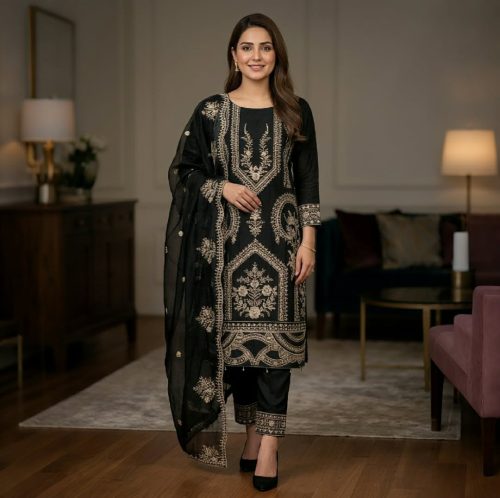 Premium Three-Piece Collection Star Georgette — Embroidery & Sequin Work - Image 2
