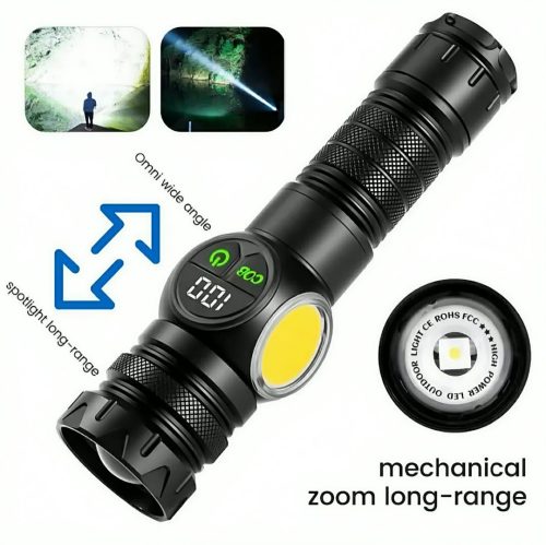 Rechargeable Flashlight 10W COB + LED Torchlight With Digital Display - Image 7