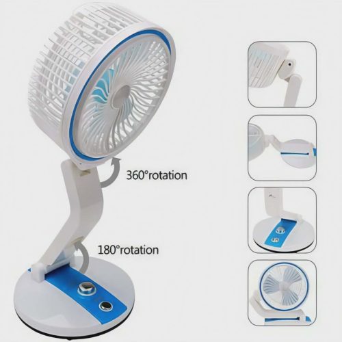 LR Adjustable Rechargeable Folding Fan With LED Light - Image 5