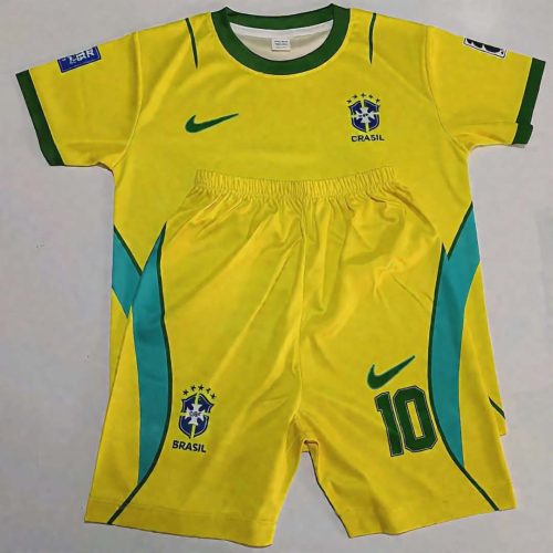 🇧🇷 Brazil Kids Football Jersey Set (Yellow)-Kids Empire - Image 2