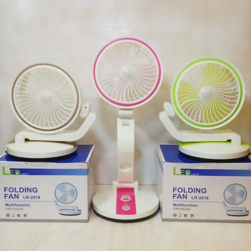 LR Adjustable Rechargeable Folding Fan With LED Light - Image 4