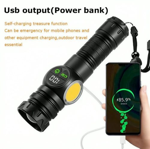 Rechargeable Flashlight 10W COB + LED Torchlight With Digital Display - Image 8