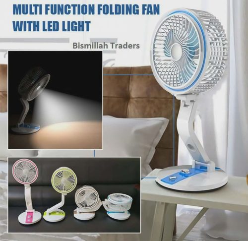 LR Adjustable Rechargeable Folding Fan With LED Light - Image 3